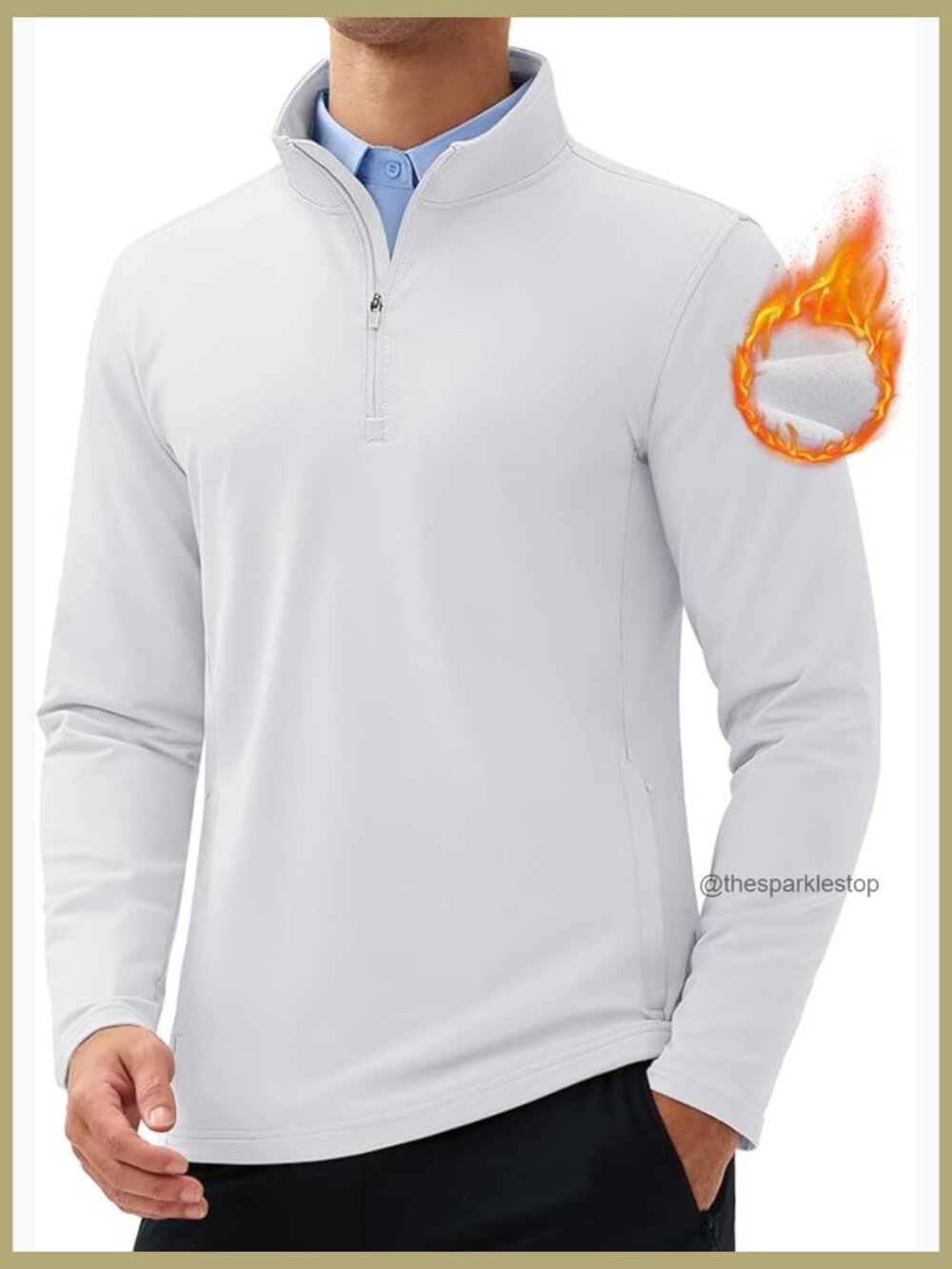 Quarter Zip Pullover Fleece Lined Water Resistant Jacket 2 Zipper Pockets